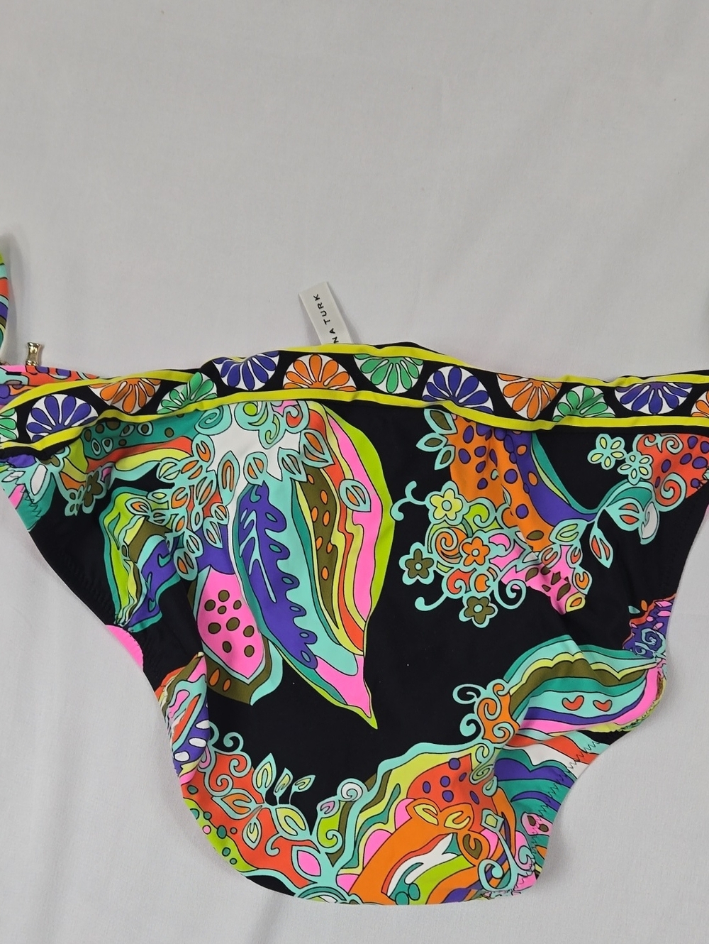 Trina Turk Women’s Neon Paisley Bikini Bottom - Black Multi US 12